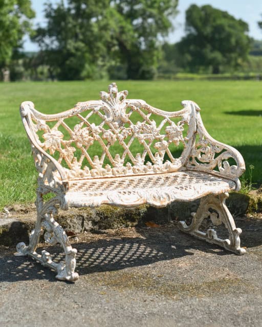 'Pynes' Floral Two Seater Bench In Antique Cream - thumbnail