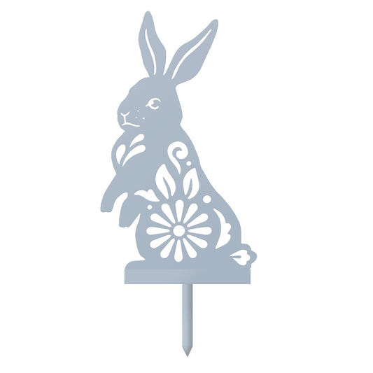 Floral Rabbit Garden Sheet Steel Silhouette In Silver