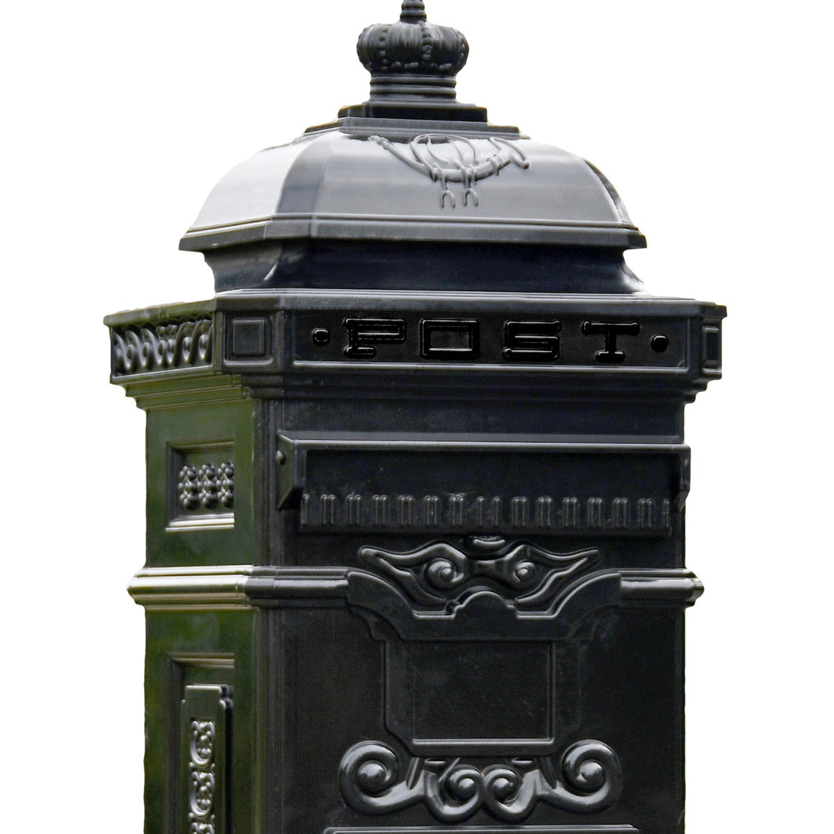 Close-up of the Letter Flat on the 'The Lincoln' Black Freestanding Pillar Box