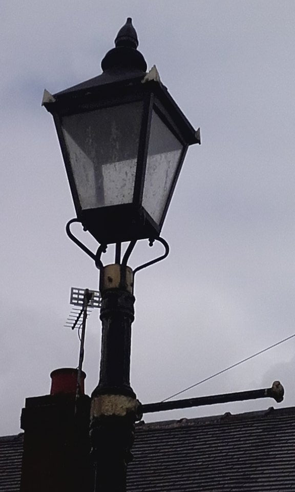 Reclaimed Black and Gold Iron Victorian Lamp Post Lantern