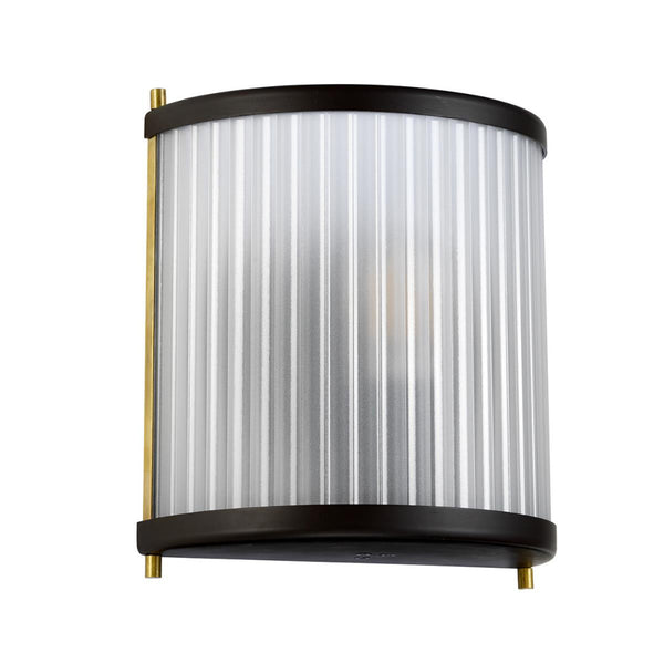 Ribbed Glass 'Barry' Dark Brown Flush Fit Wall Light