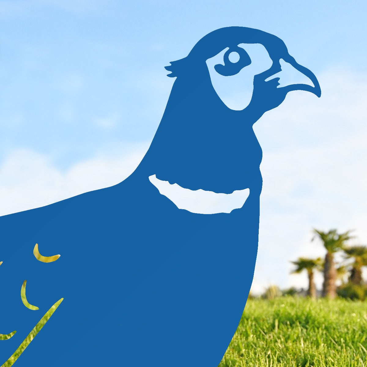 Ring-necked Pheasant Garden Sheet Steel Silhouette In Blue