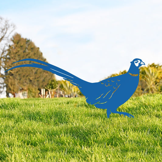 Ring-necked Pheasant Garden Sheet Steel Silhouette In Blue