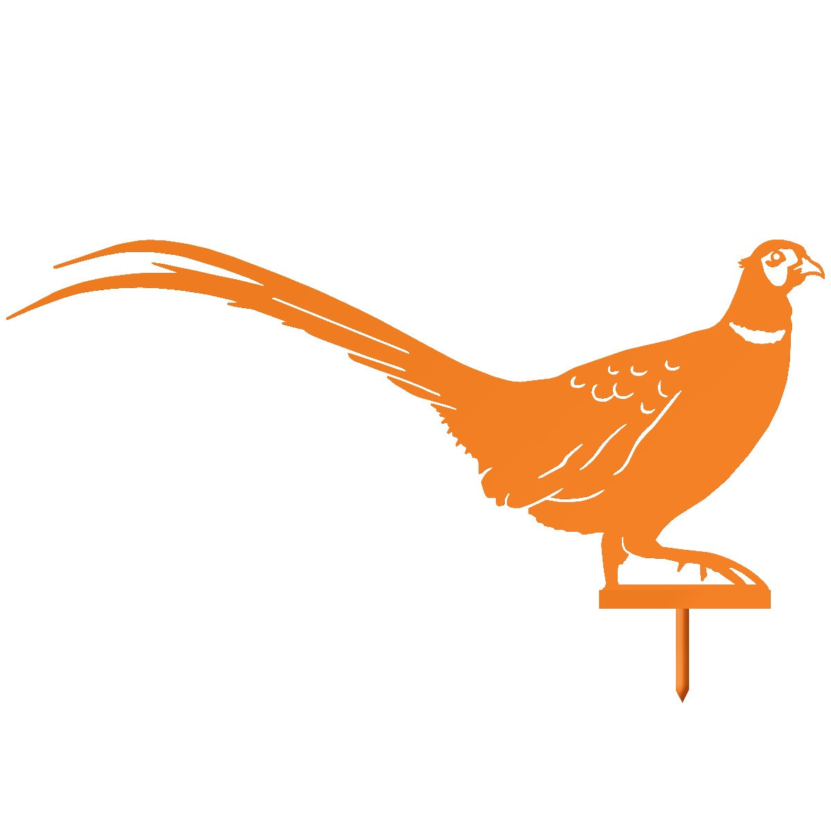 Ring-necked Pheasant Garden Sheet Steel Silhouette In Orange