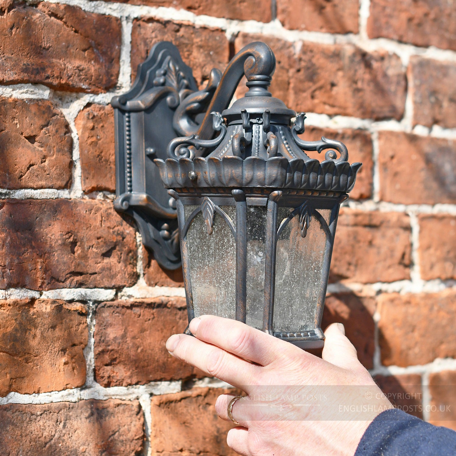 Rococo Hand Made Wall Lantern with Bracket Scale Photo