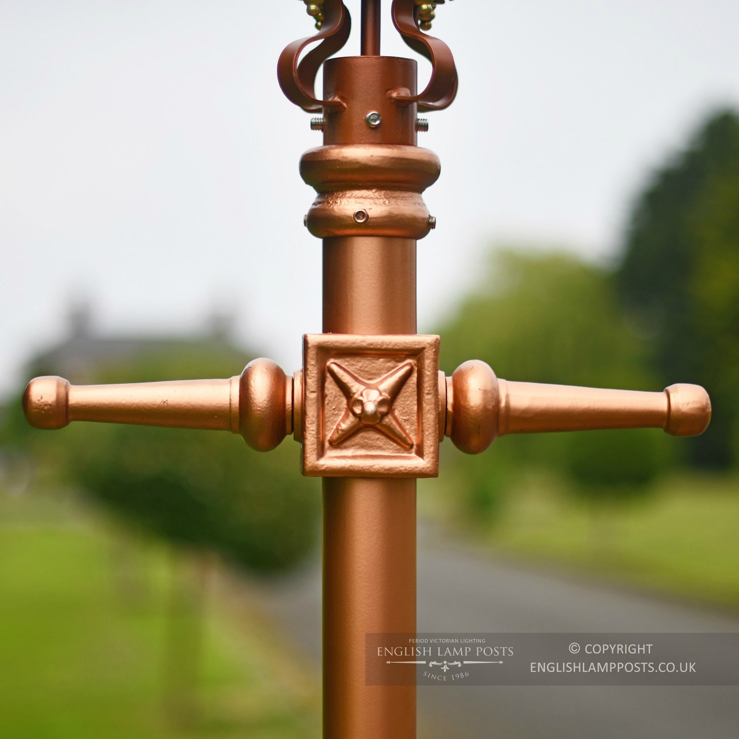 Rose Gold Finish Cast Iron Ladder Bar Block On Lamp Post
