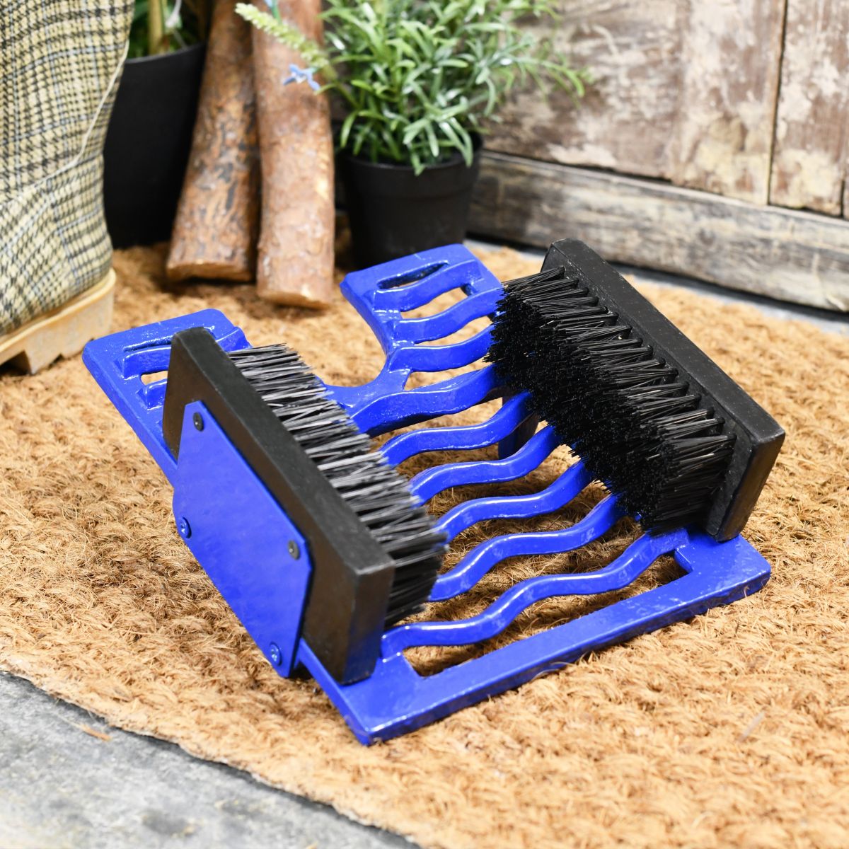 Royal Blue "The Trio" Garden Boot Scraper and Brush