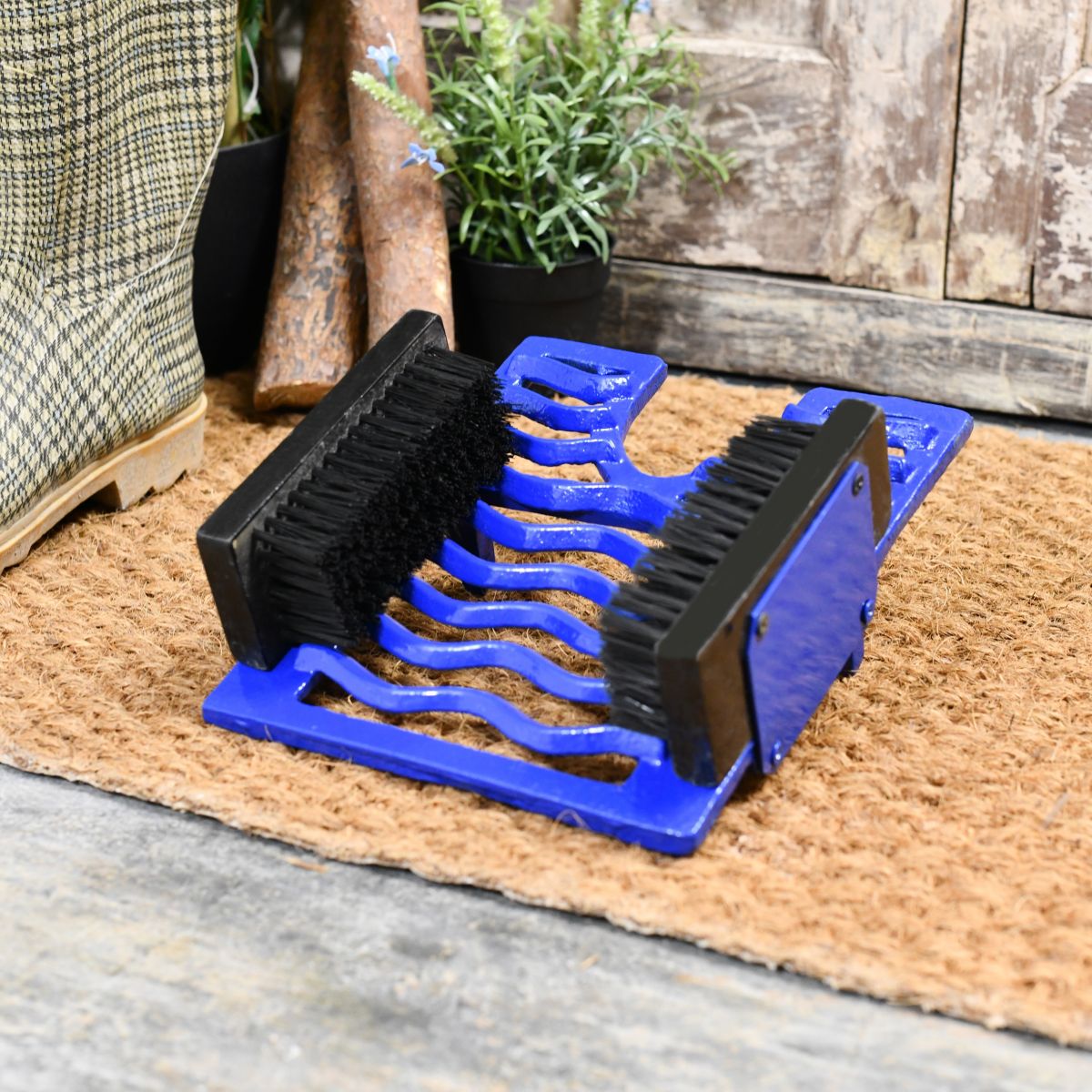 Royal Blue "The Trio" Garden Boot Scraper and Brush