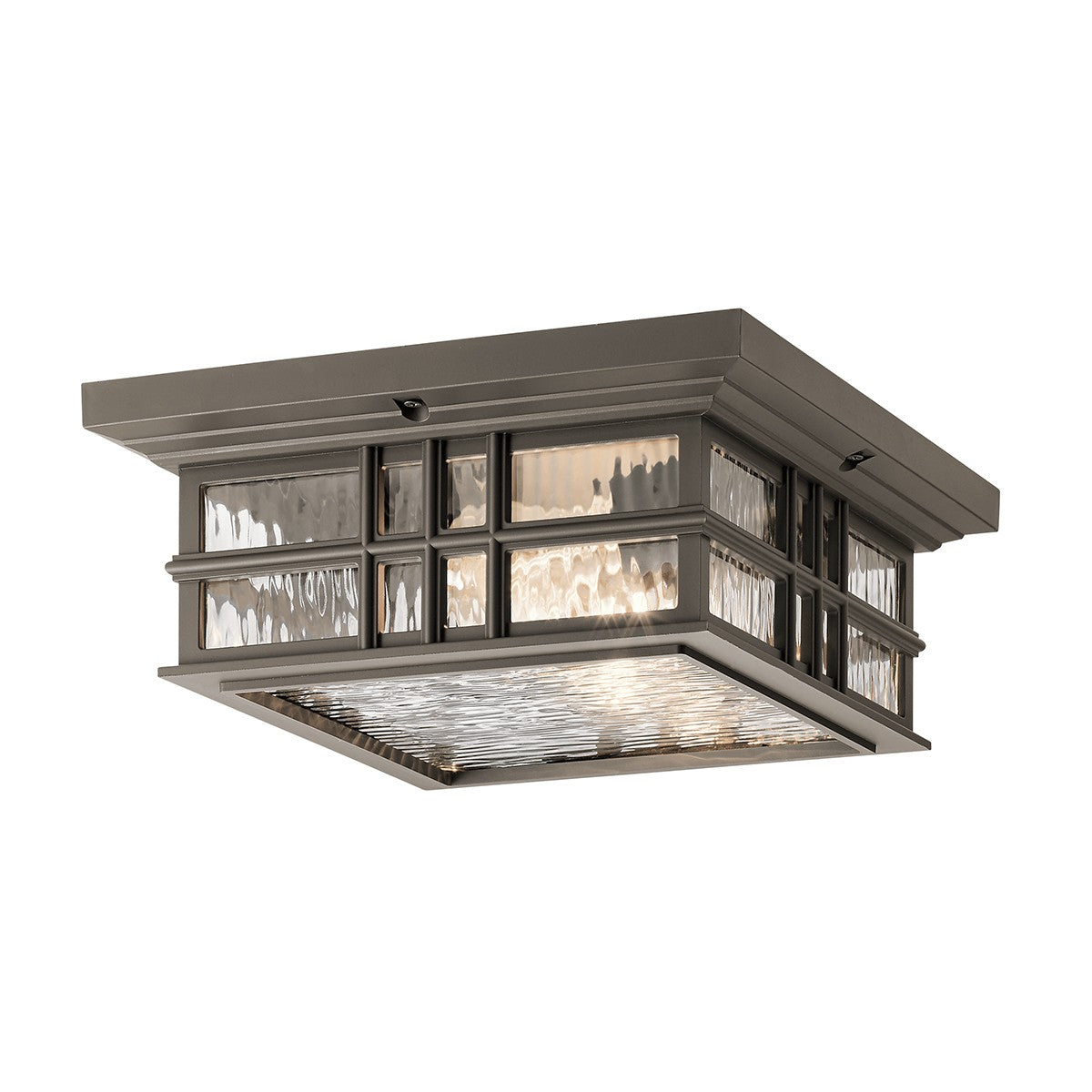 Rustic Bronze Square Flush Mount Celing Lantern