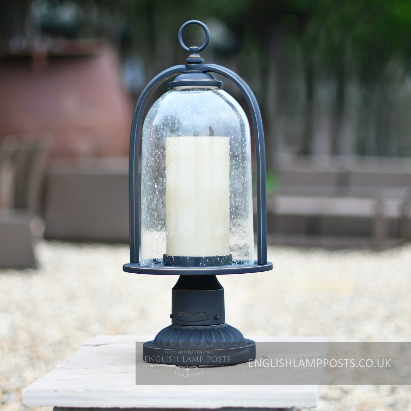 Rustic Country Chic Garden Pillar Light In Antique Wash