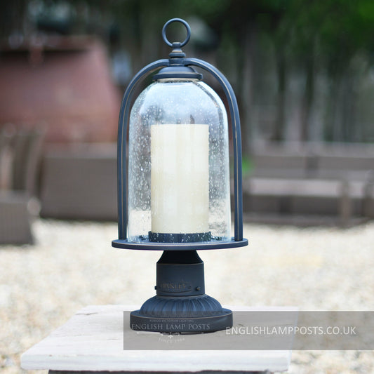 Rustic Country Chic Garden Pillar Light In Antique Wash