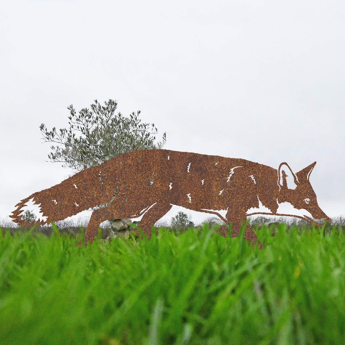 Fox Garden Sheet Steel Silhouette In Rustic