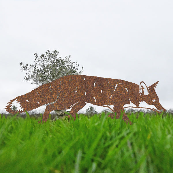 Fox Garden Sheet Steel Silhouette In Rustic