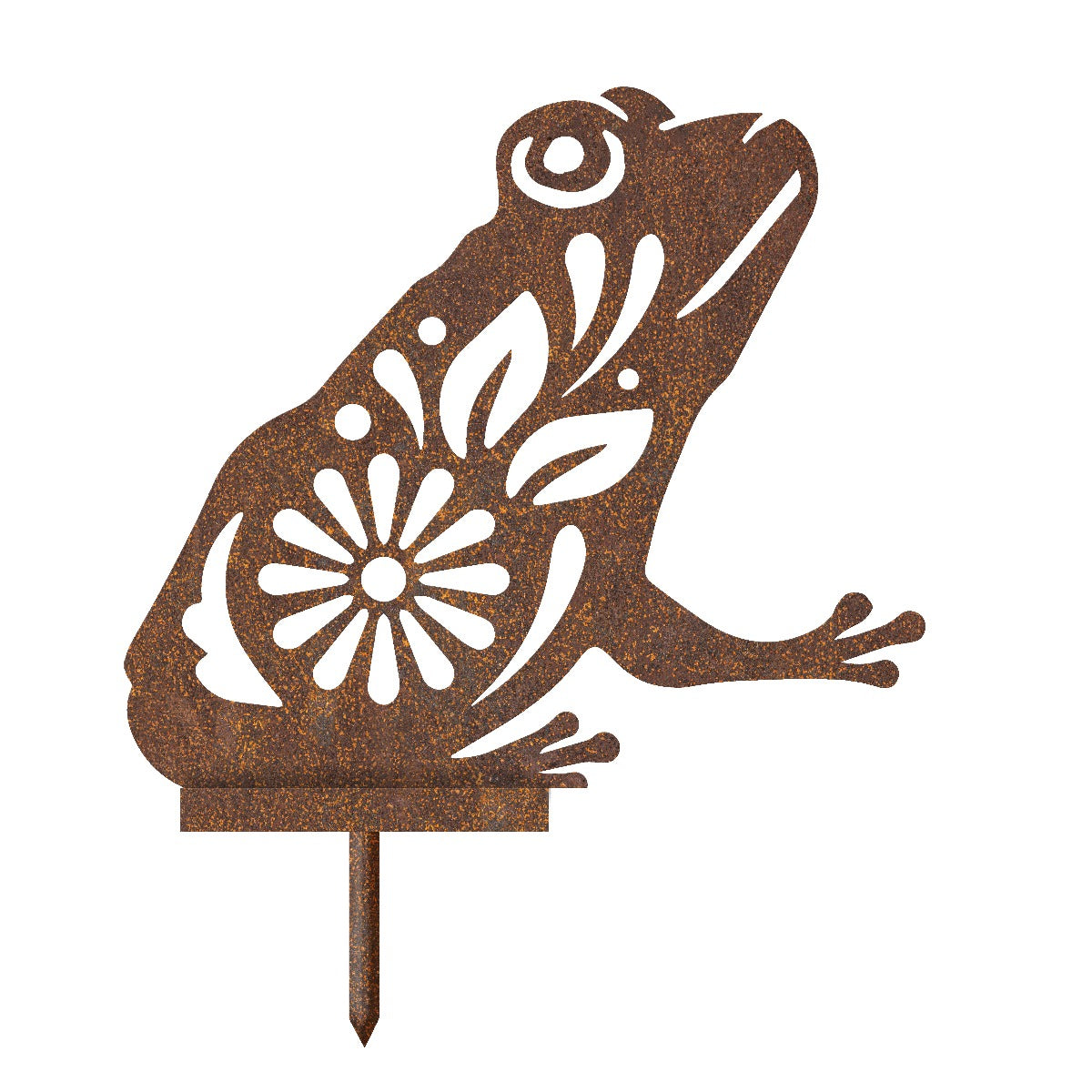 Flower Frog Garden Sheet Steel Silhouette In Rustic
