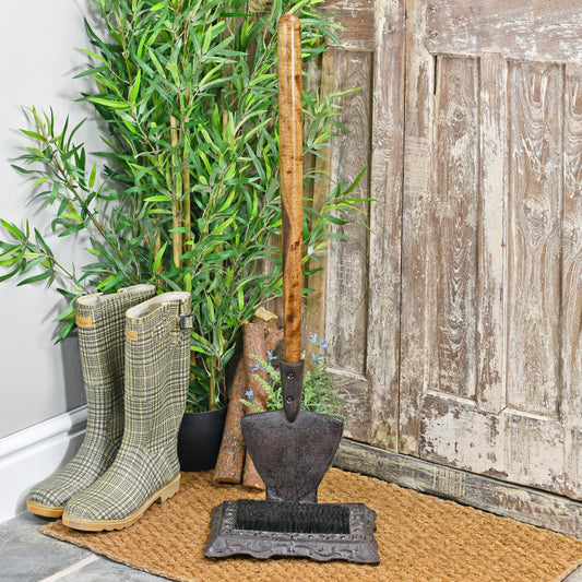 Rustic Garden Spade Boot Scraper And Brush
