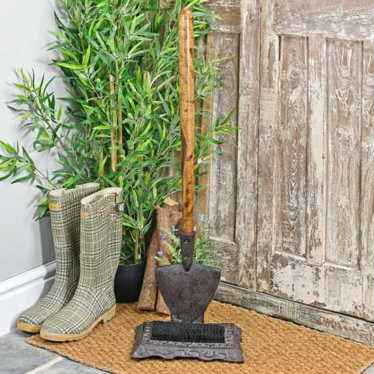 Rustic Garden Spade Boot Scraper And Brush - thumbnail