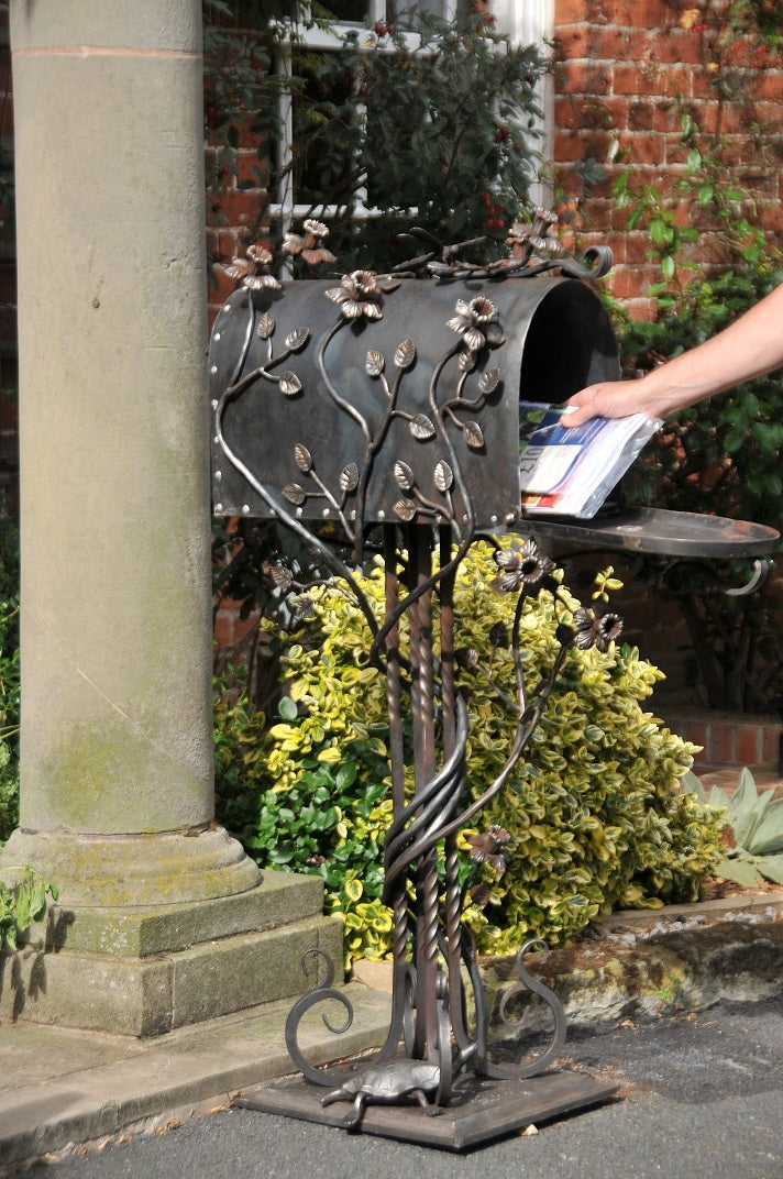 Rustic Iron Floral Deluxe Freestanding Post Box