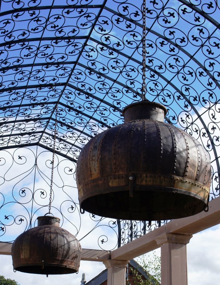 Rustic iron hanging pendant light outside