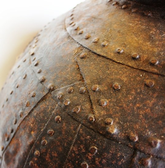 Rustic iron table pendant light close up