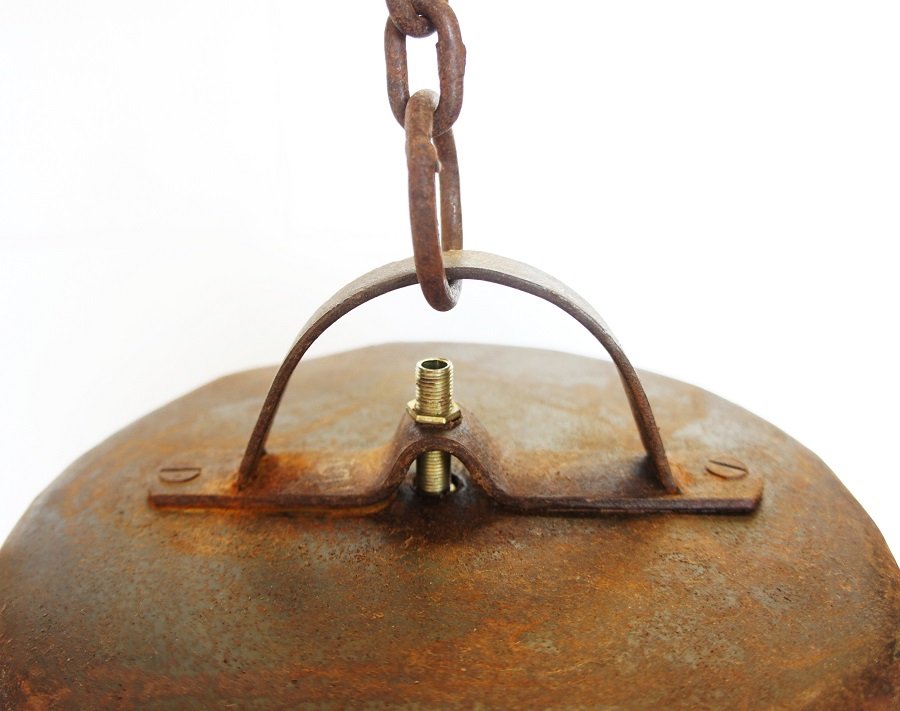 Rustic Wrought Iron Nepalese Temple Chain Hanging Lantern