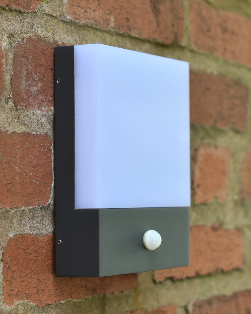 Side profile of the PIR sensor wall light