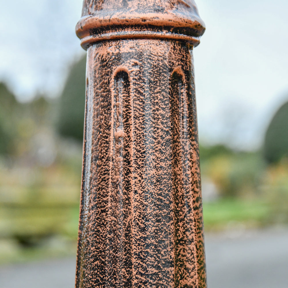 Magnified view of the antqiue bronze pillar