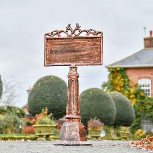 'Salkeld' Antique Bronze Bollard Sign Post - thumbnail