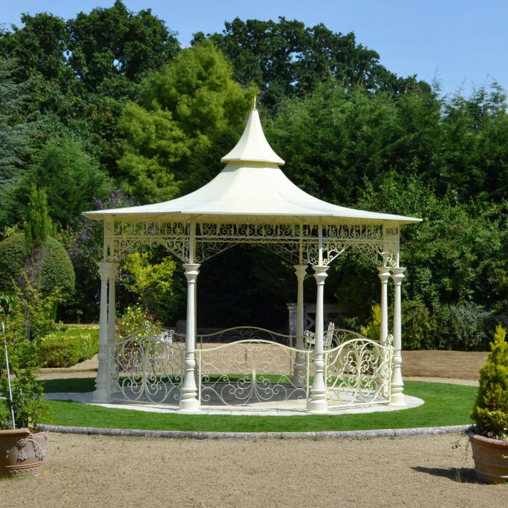 'Sandleford' Exclusive Cream Bandstand in the garden 