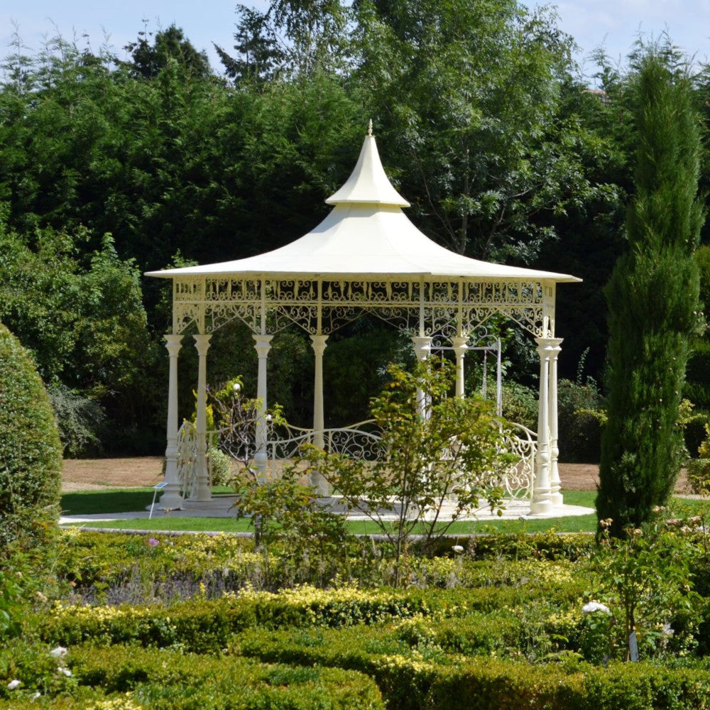 Long range view of the 'Sandleford' Exclusive Cream Bandstand - 4.4m 