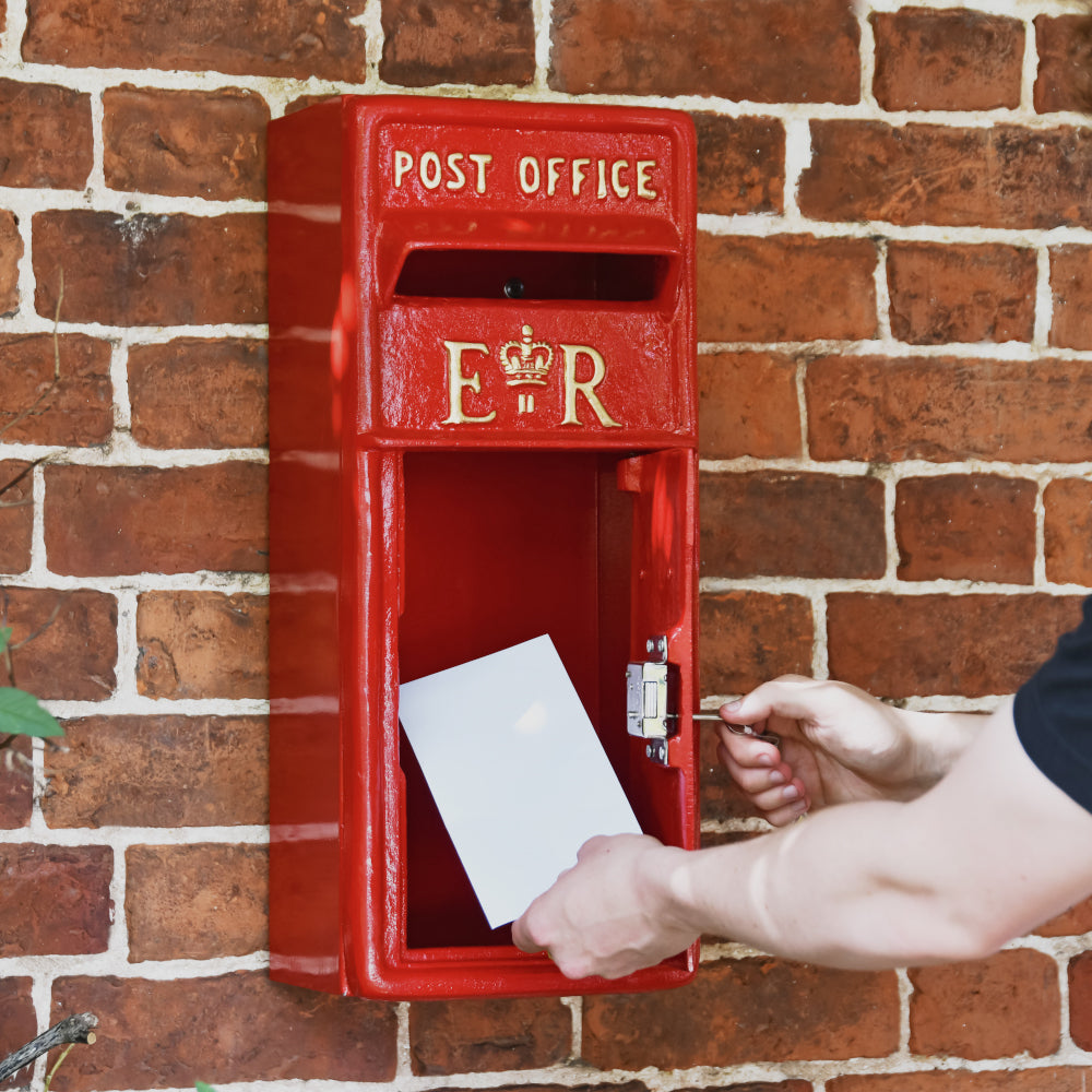 Red lockable letter box 