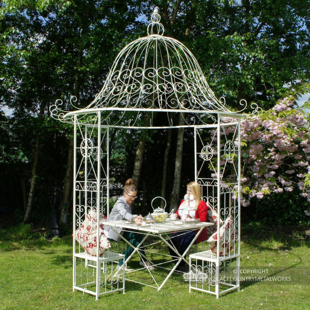 Life size scale of the 'St Rimini' Scrolled Cream Gazebo