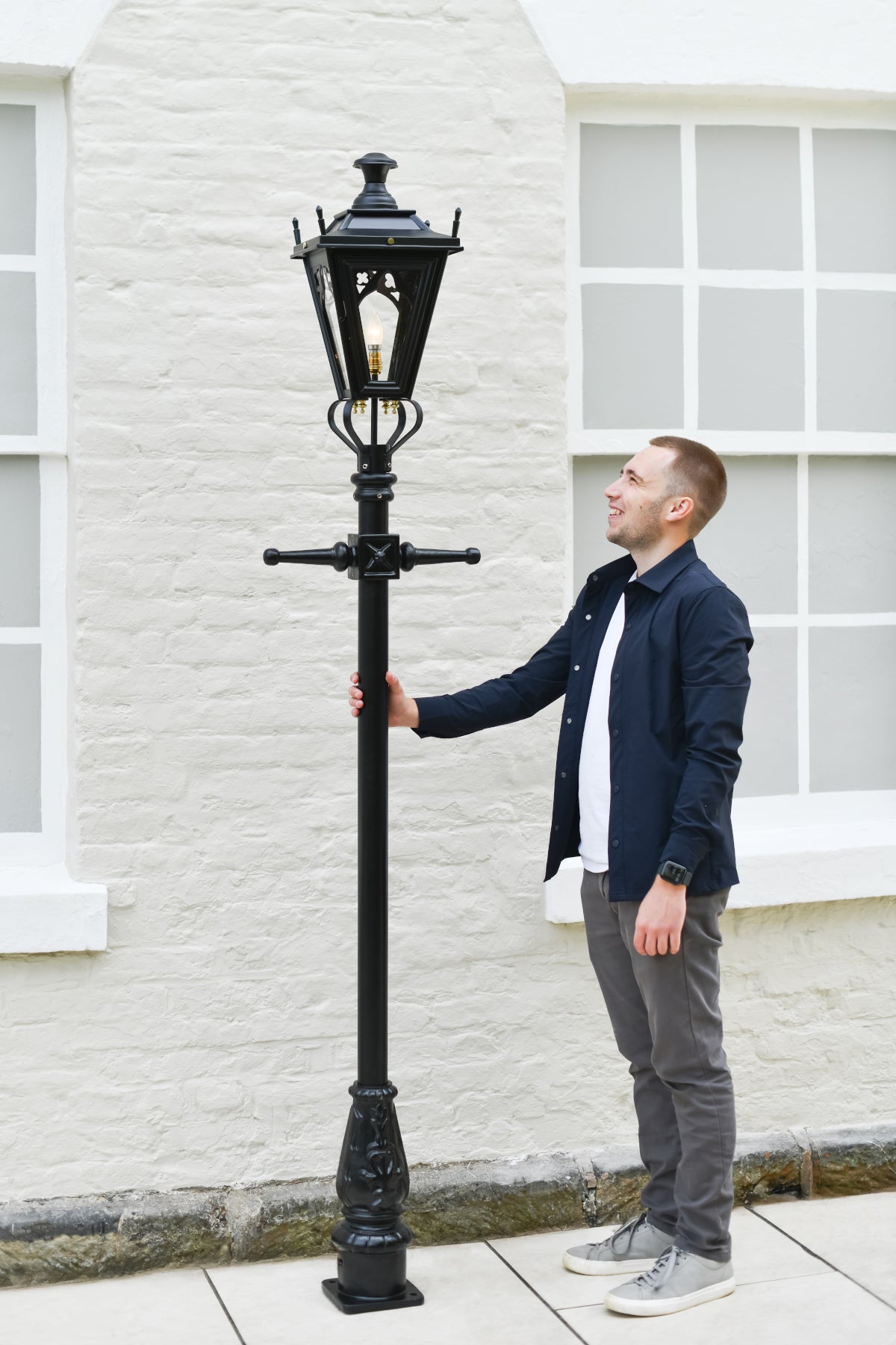 Life size scale of the 'Midnight Beacon' garden lamp post