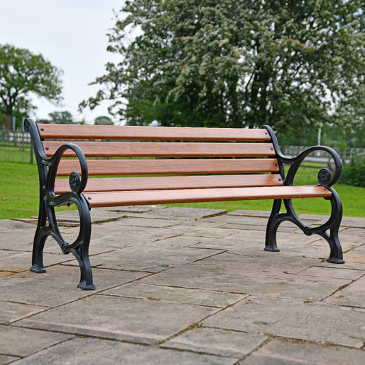 Scrolled Cast Iron and Wood 3 Seater Park Bench