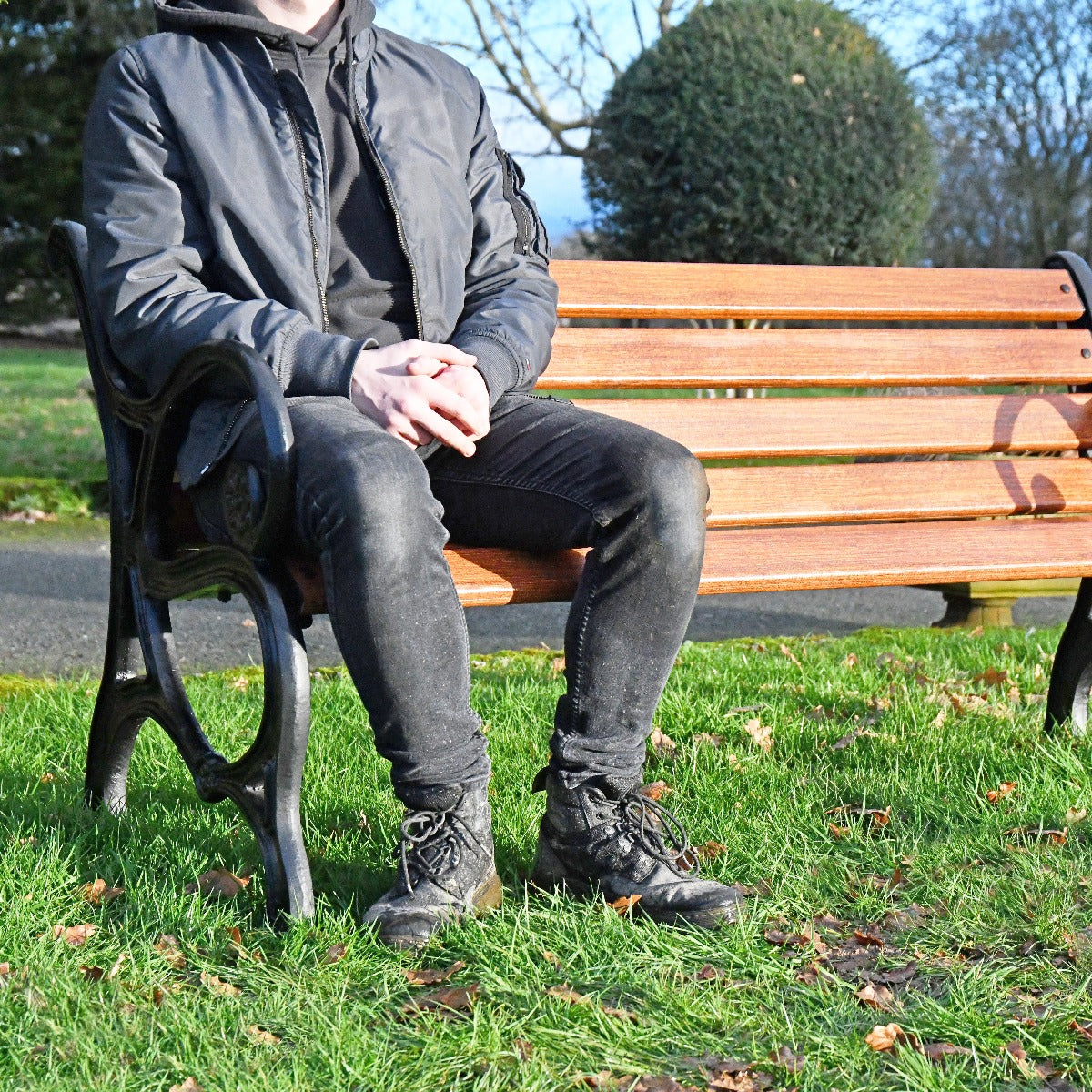 Scrolled Cast Iron and Wood 3 Seater Park Bench