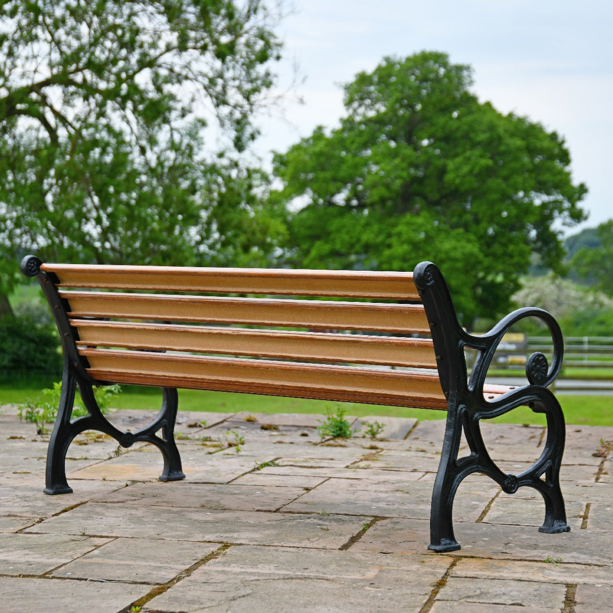 Scrolled Cast Iron and Wood 3 Seater Park Bench