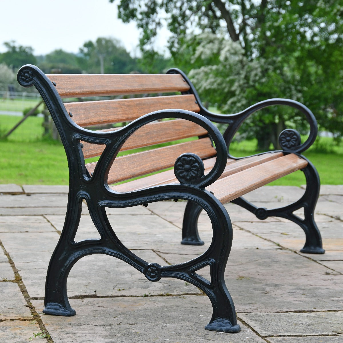 Scrolled Cast Iron and Wood 3 Seater Park Bench
