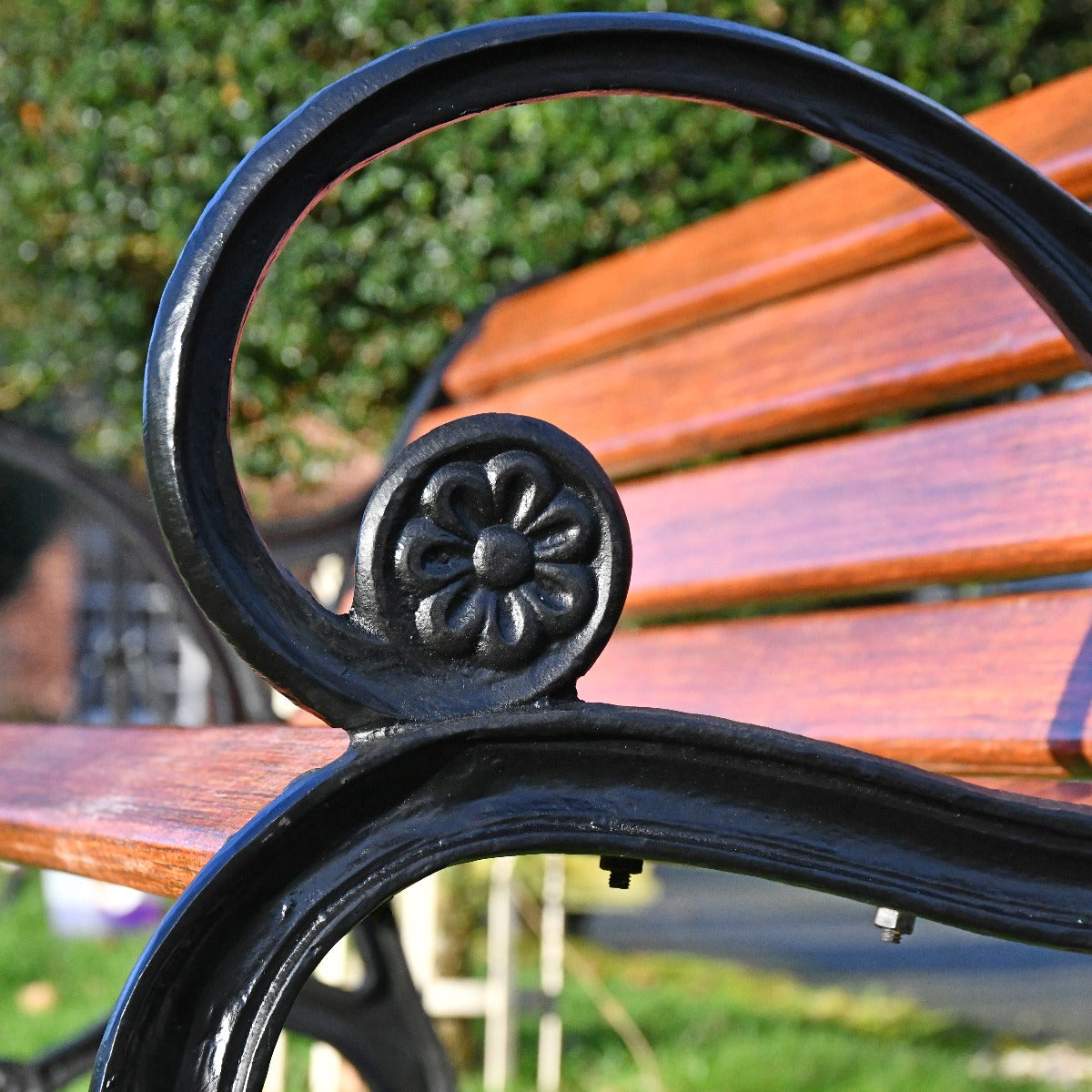 Scrolled Cast Iron and Wood 3 Seater Park Bench