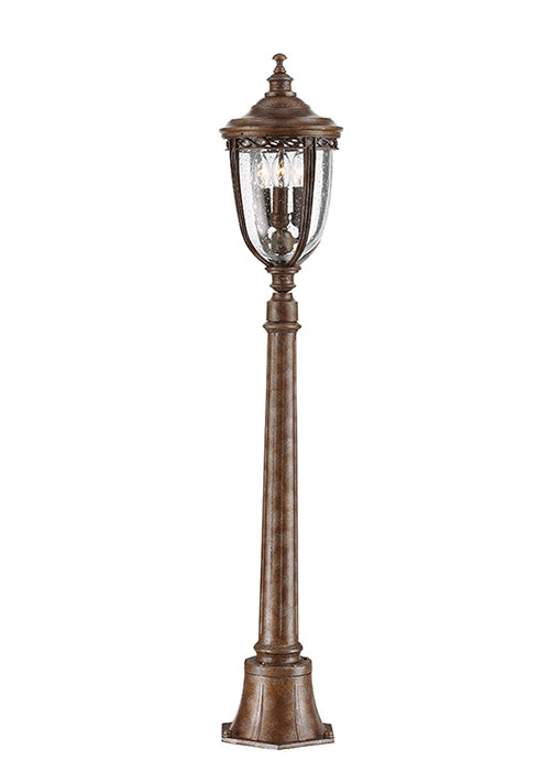 Seeded Glass Traditional Garden Pillar Post Light