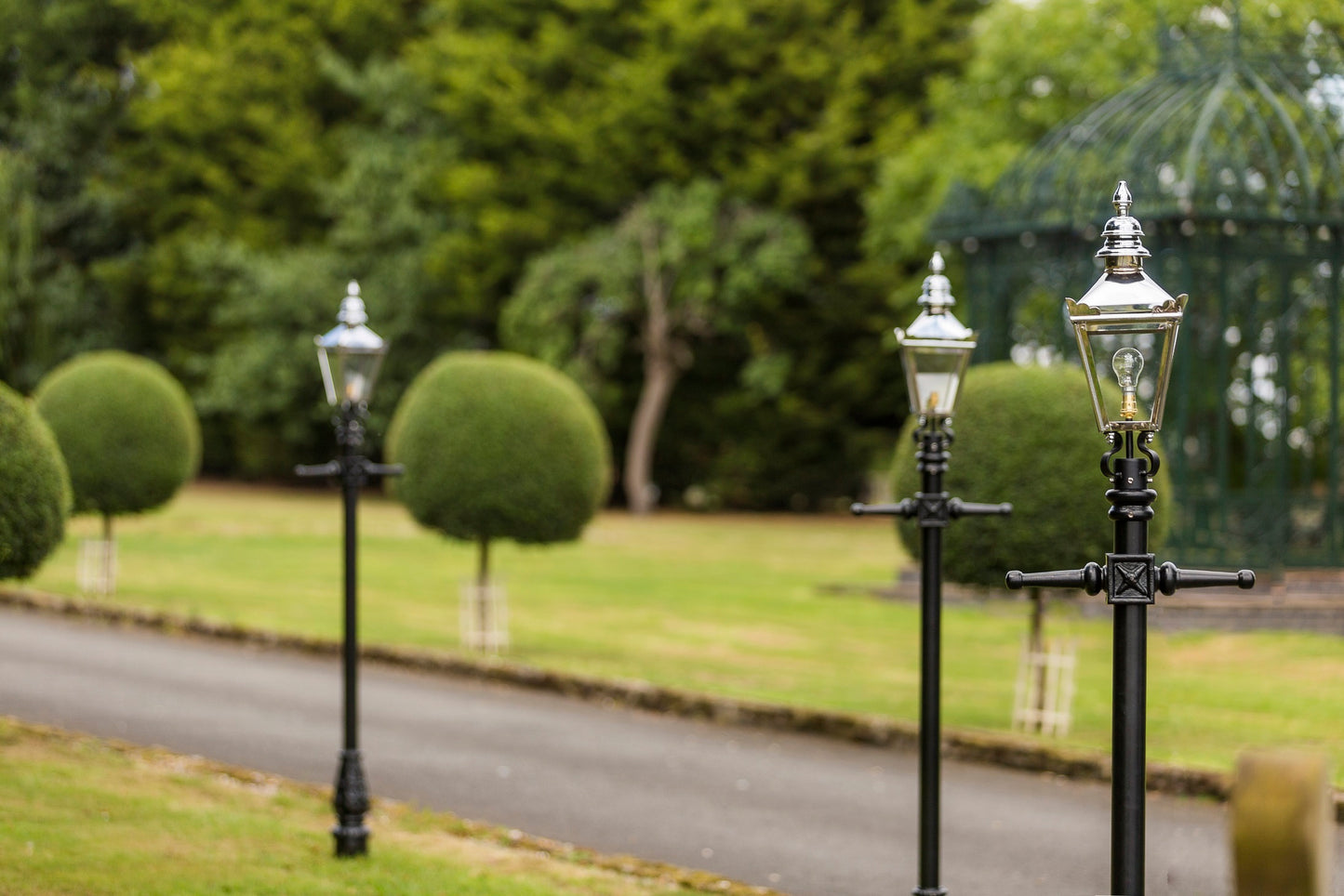 Set of Three Chrome Kensington Lamp Post Sets