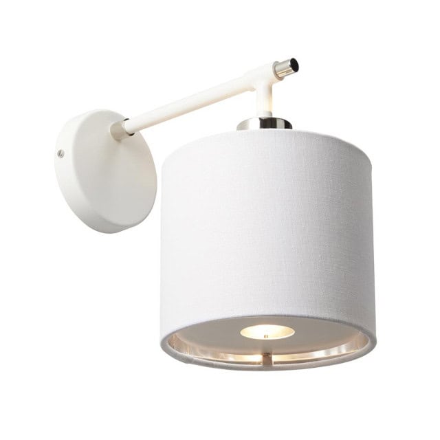 'Sewerby' Polished Nickel And White Wall Light - thumbnail