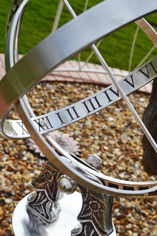Ornate Silver Armillary with Plinth