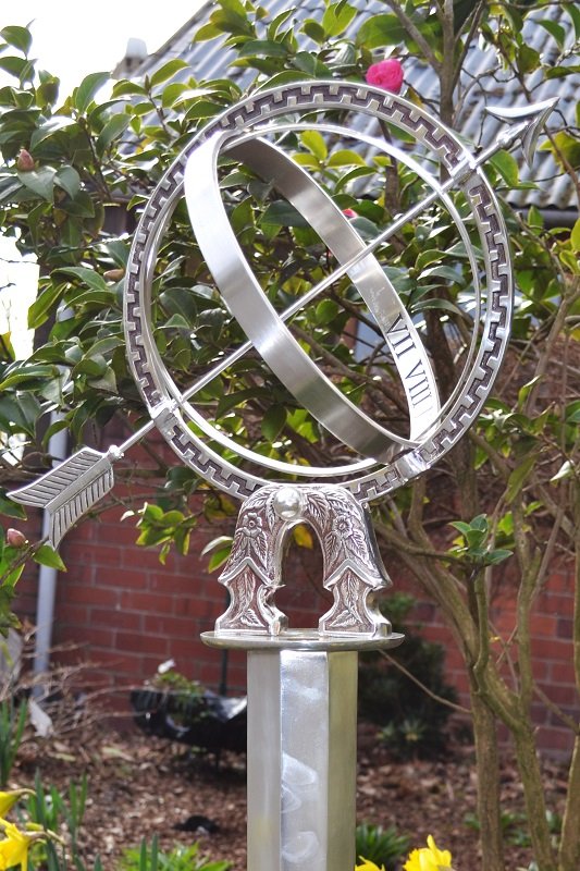 Ornate Silver Armillary with Plinth