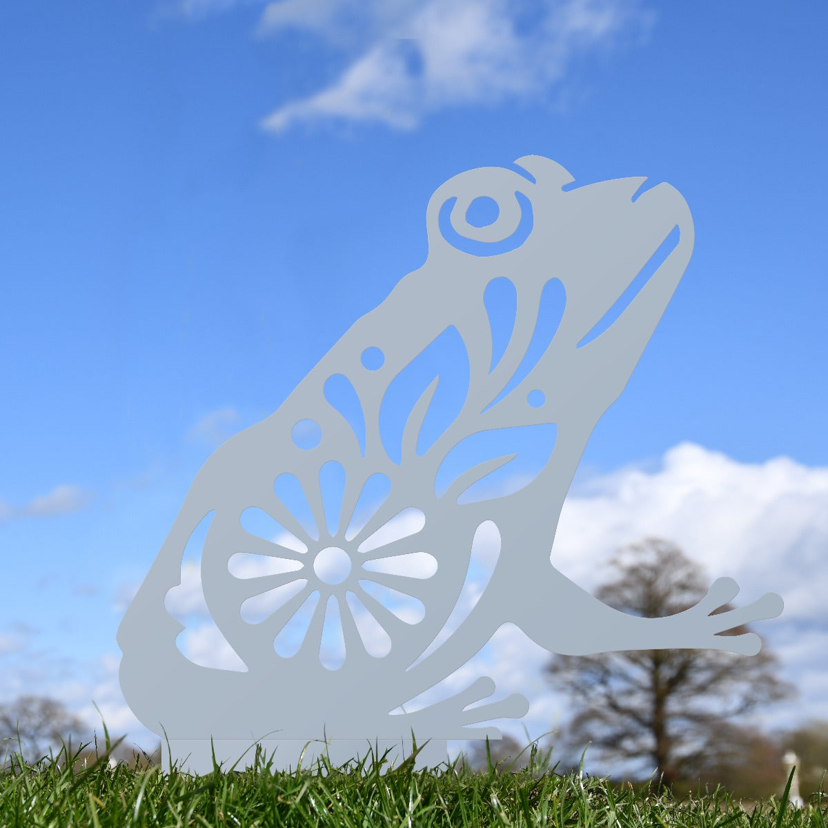 Flower Frog Garden Sheet Steel Silhouette In Silver