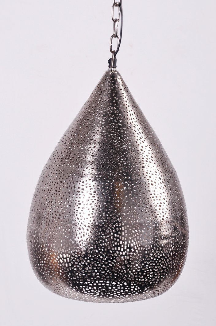 Silver tear drop hanging bar light