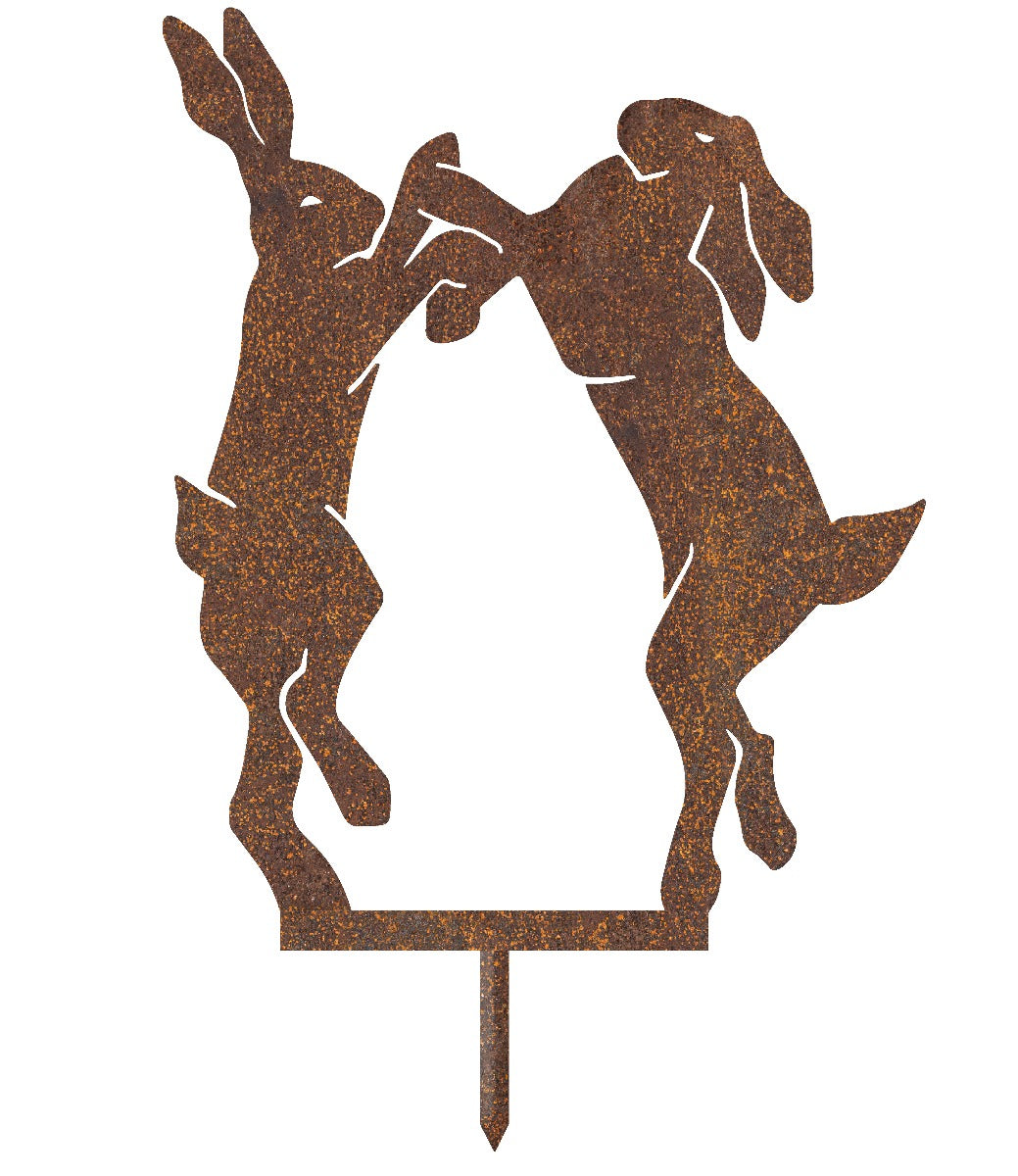 Boxing Hares Garden Sheet Steel Silhouette In Rustic