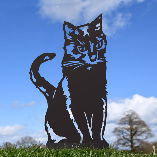 Sitting Cat Garden Sheet Steel Silhouette In Black