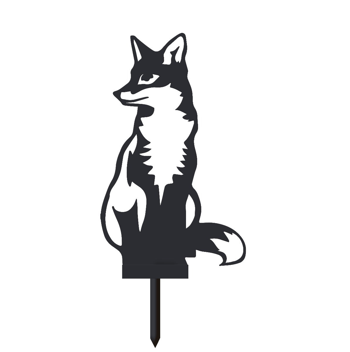 Sitting Fox Garden Sheet Steel Silhouette In Black