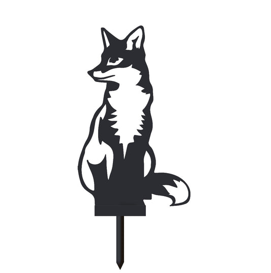Sitting Fox Garden Sheet Steel Silhouette In Black