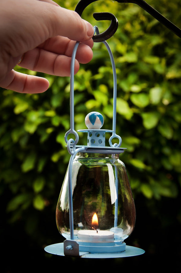 Sky Blue Garden Candle Lantern