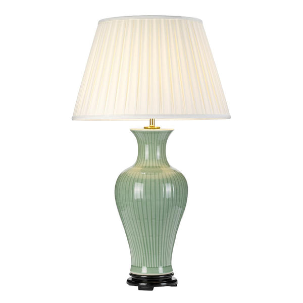 'Slebech' Ceramic Green And Cream Table Lamp